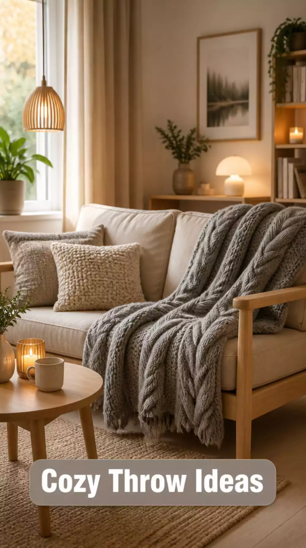 Scandi-Style Knit Throw for Hygge in a Small Living Space