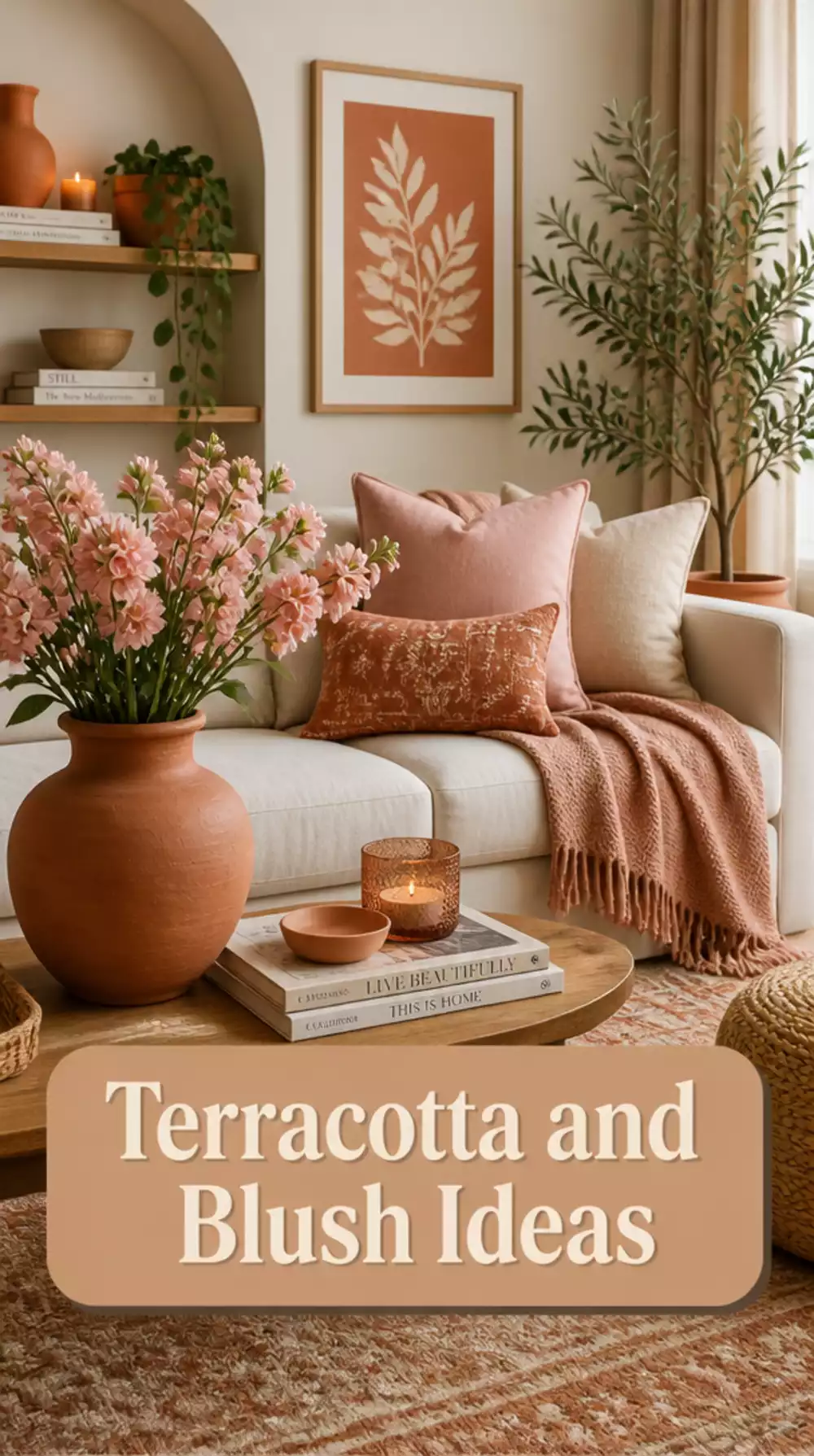 Small Living Room Terracotta and Blush Colour Pairing That Grounds a Tiny Space With Earthy Warmth