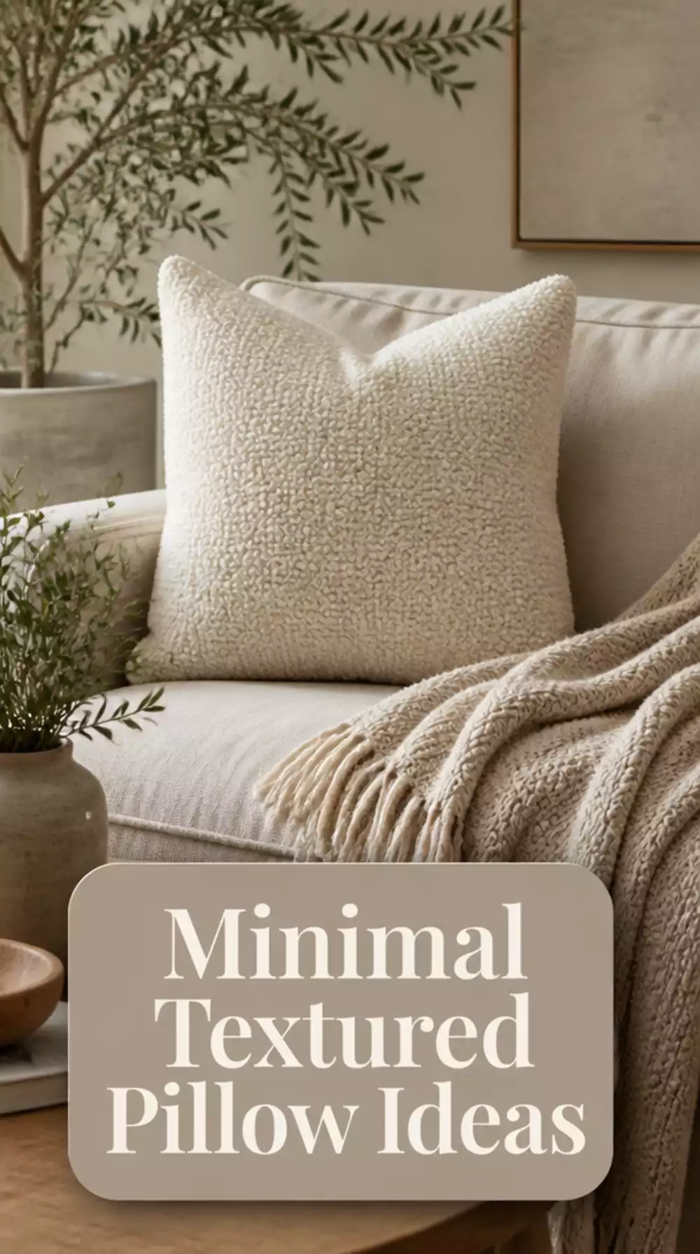 Living Room Boucle Pillow in Soft Cream for a Minimal Textured Small Space Finish