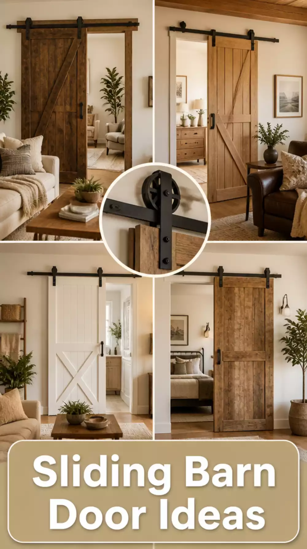 Small Living Room Sliding Barn Door Panel That Divides a Tiny Space Without Taking Floor Room