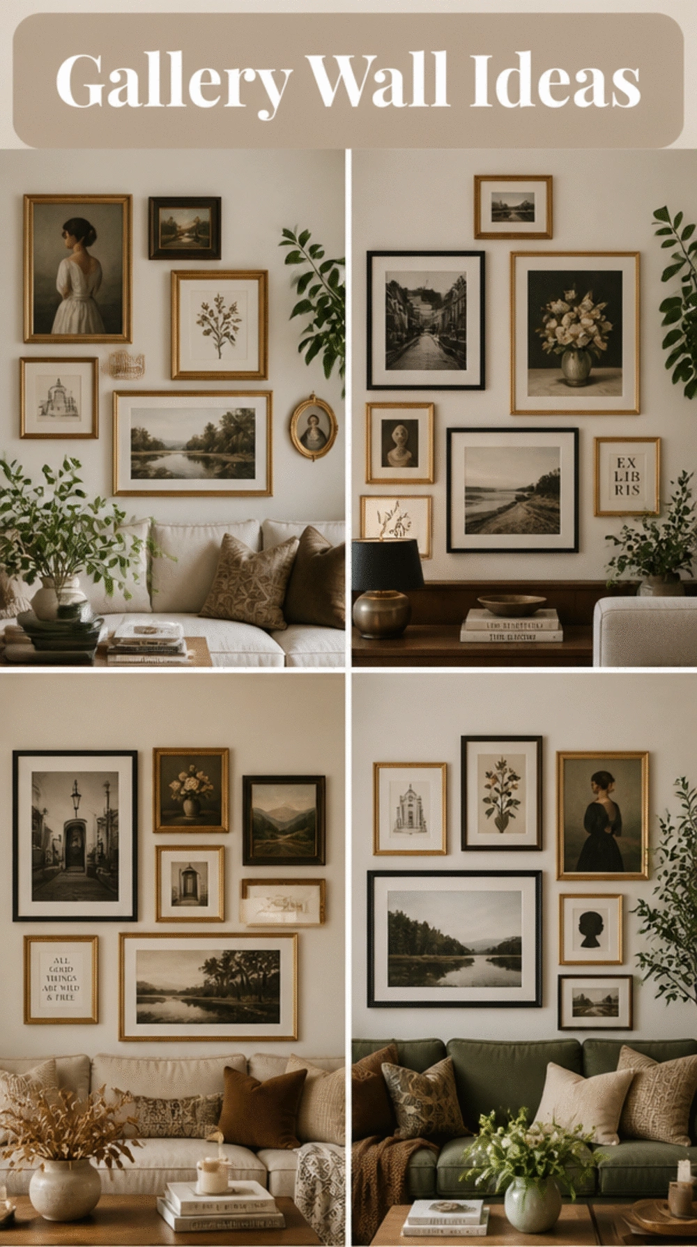 Living Room Gallery Wall of Framed Prints That Makes a Small Space Feel Curated