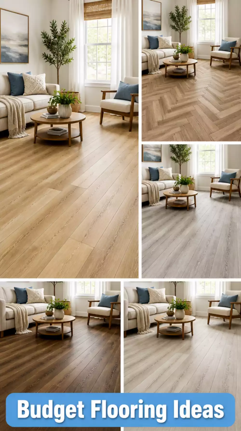 Living Room Luxury Vinyl Plank Flooring That Updates a Small Space on a Tight Budget