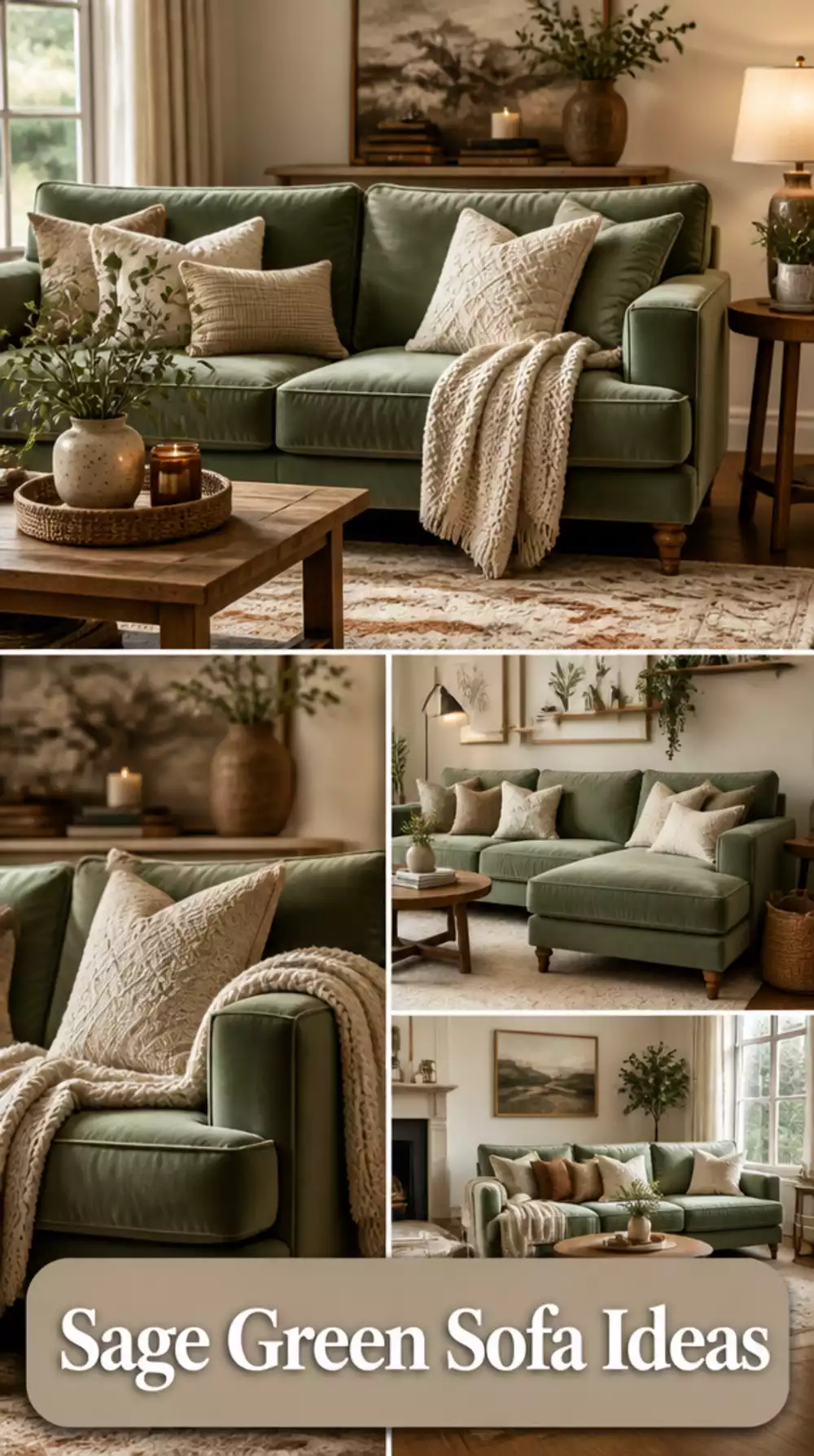 Small Living Room Sage Green Sofa That Creates a Calm and Inviting Tiny Room