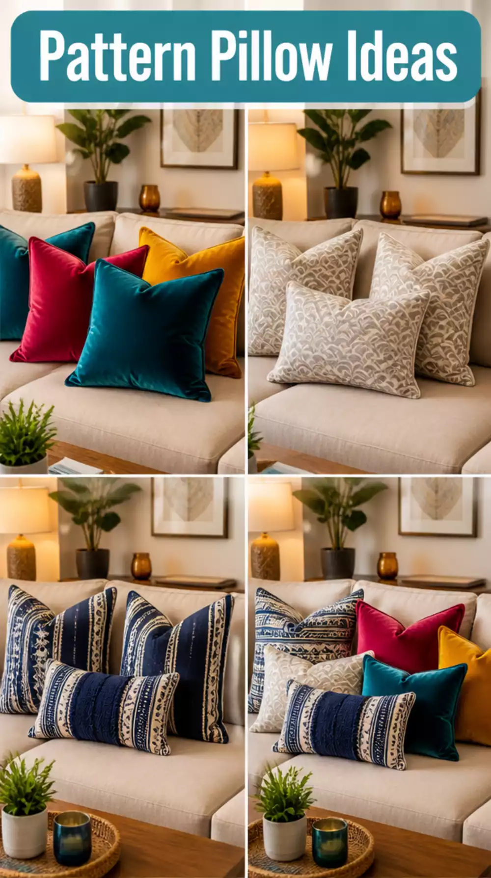 Vibrant Mixed-Pattern Throw Pillows for Small Sofas