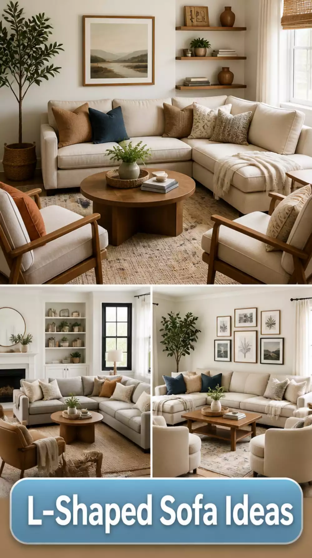 Small Living Room L-Shaped Sofa Arrangement That Seats Six in a Tiny Compact Living Room