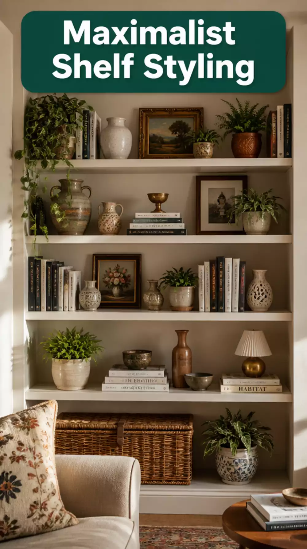 Maximalist Shelf Styled Ceramics Books Small Eclectic Space