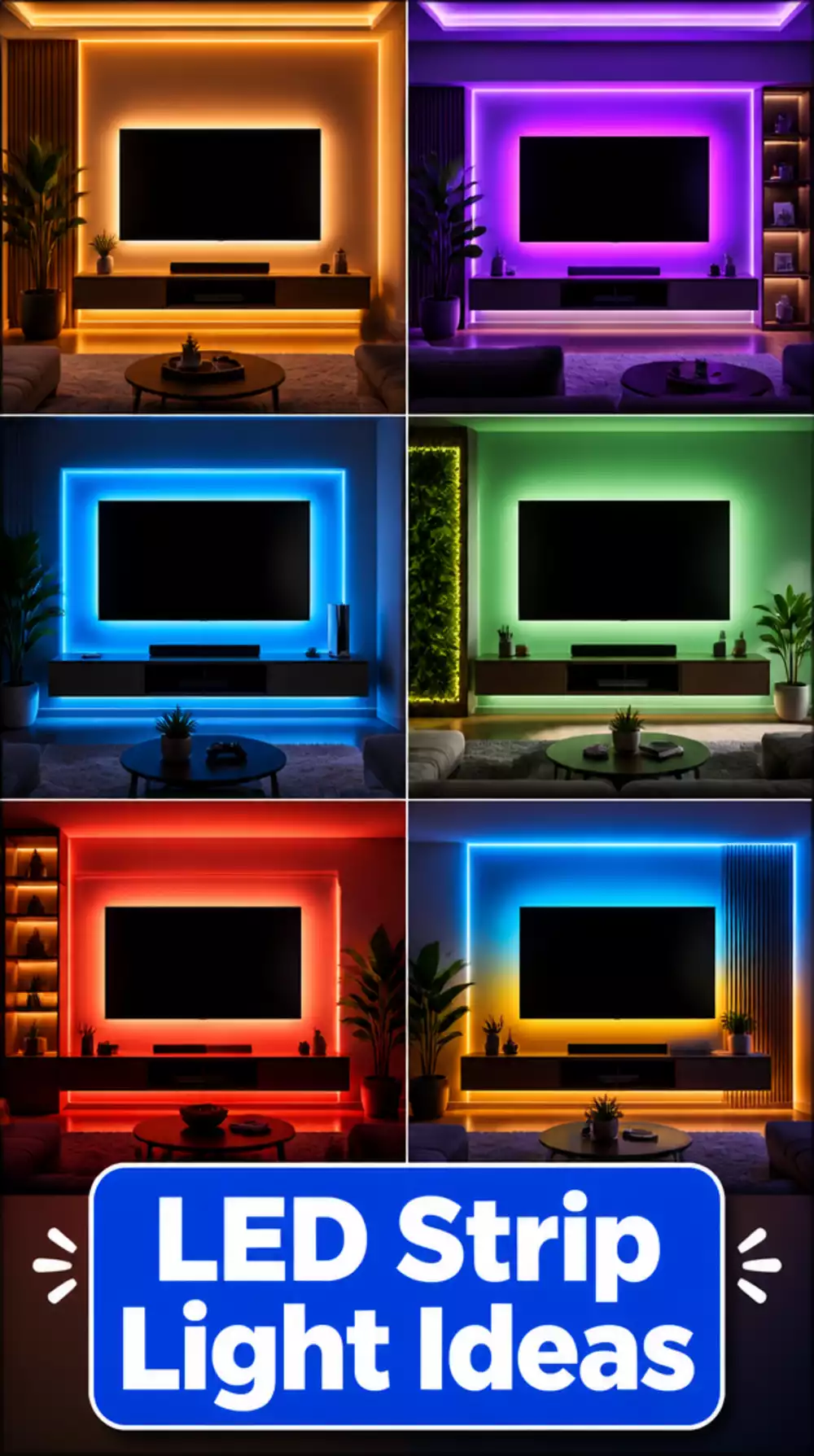 Living Room LED Strip Light Behind the TV That Makes a Small Space Feel Bigger