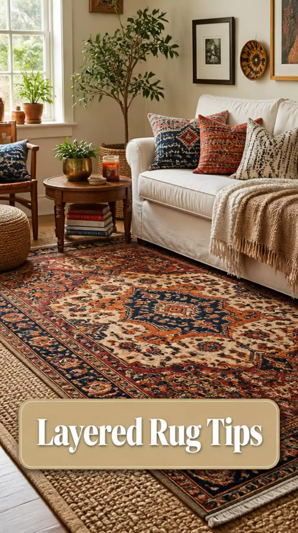 Vintage Rug Layered Over Jute Base Ideas
