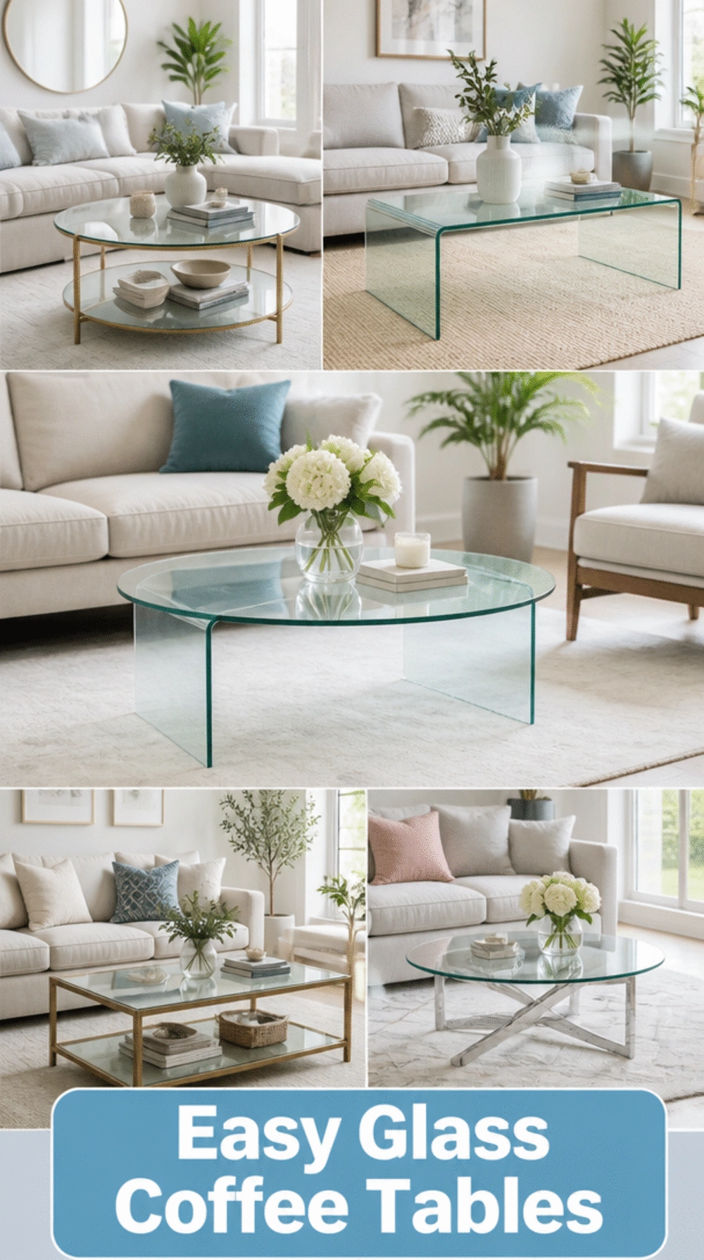 Living Room Glass Coffee Table That Makes a Tiny Room Feel More Open