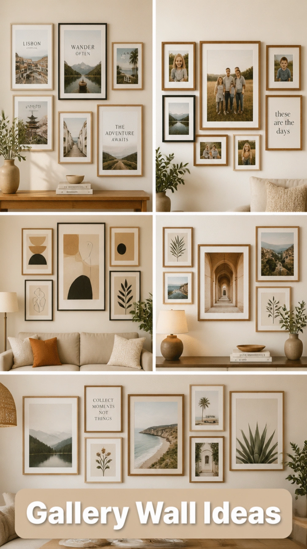 Living Room First Gallery Wall in a Small Apartment That Uses Affordable Prints and Real Frames
