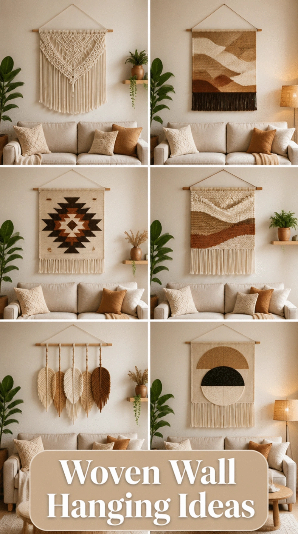 Small Living Room Woven Wall Hanging Above the Sofa That Adds Texture in a Tiny Space