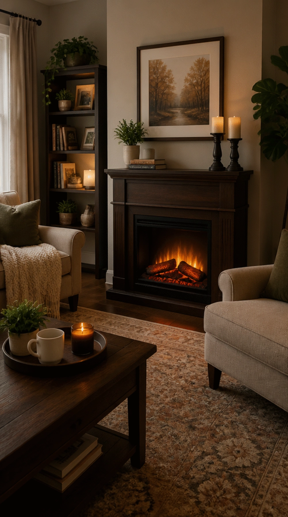Small TV-Free Living Room Statement Fireplace That Becomes the Natural Focal Point of a Tiny Space