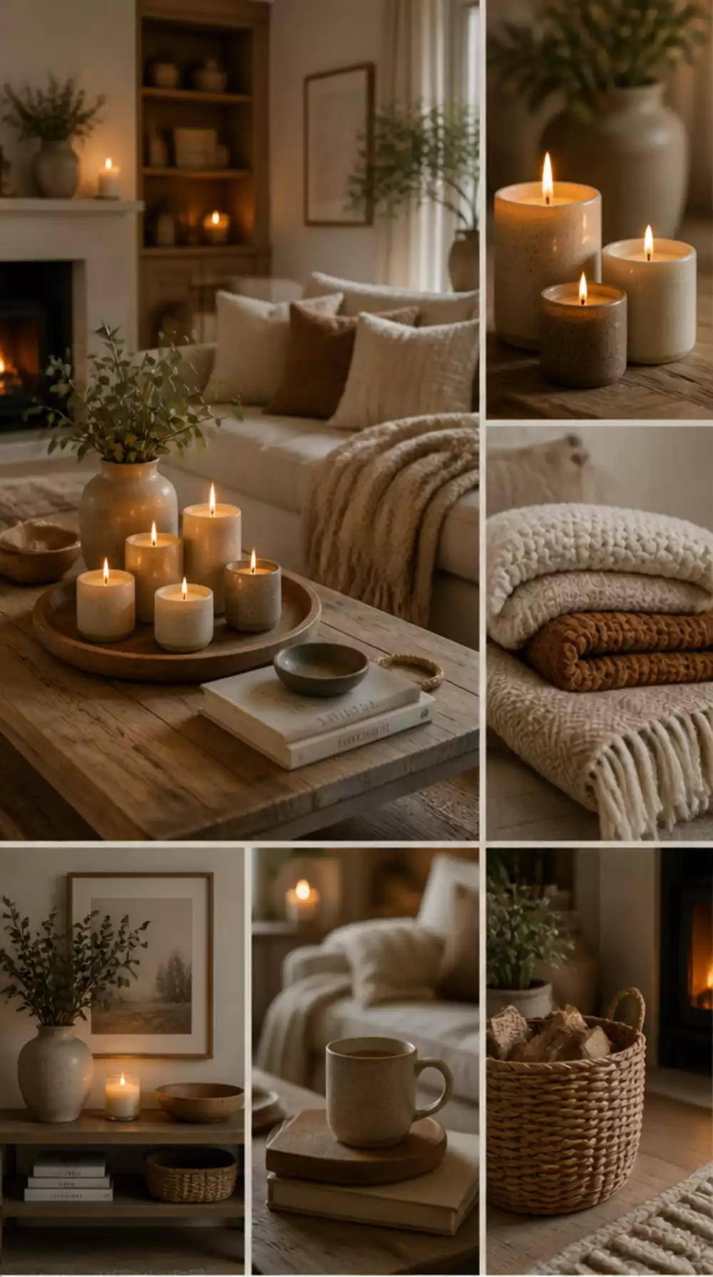 Small Living Room Hygge Candle Cluster on the Coffee Table That Makes a Tiny Space Feel Like Evening
