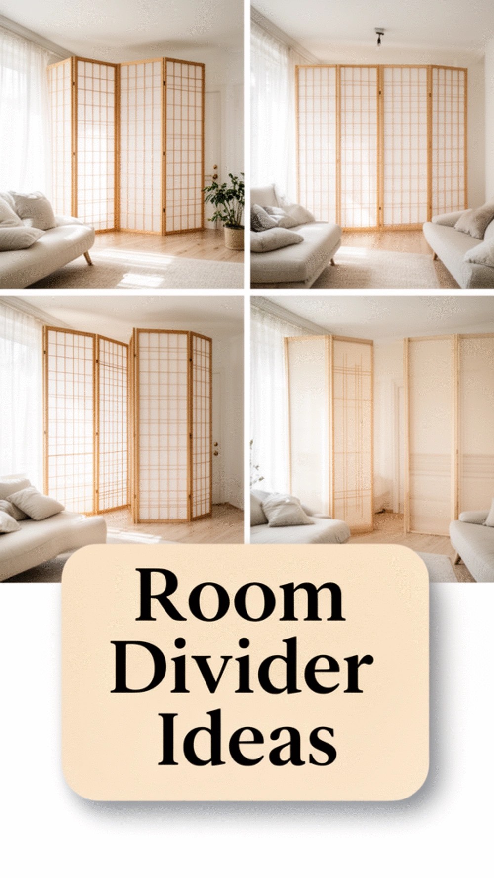 Living Room Shoji-Style Room Divider That Adds Privacy to a Small Minimal Space