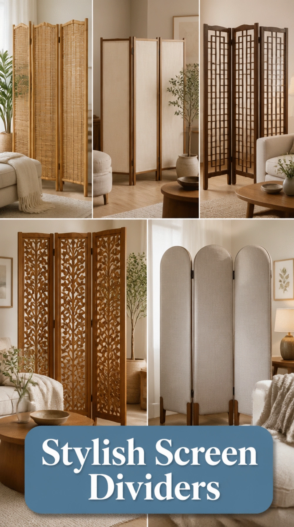 Living Room Freestanding Screen Divider That Creates Privacy in a Small Open-Plan Space