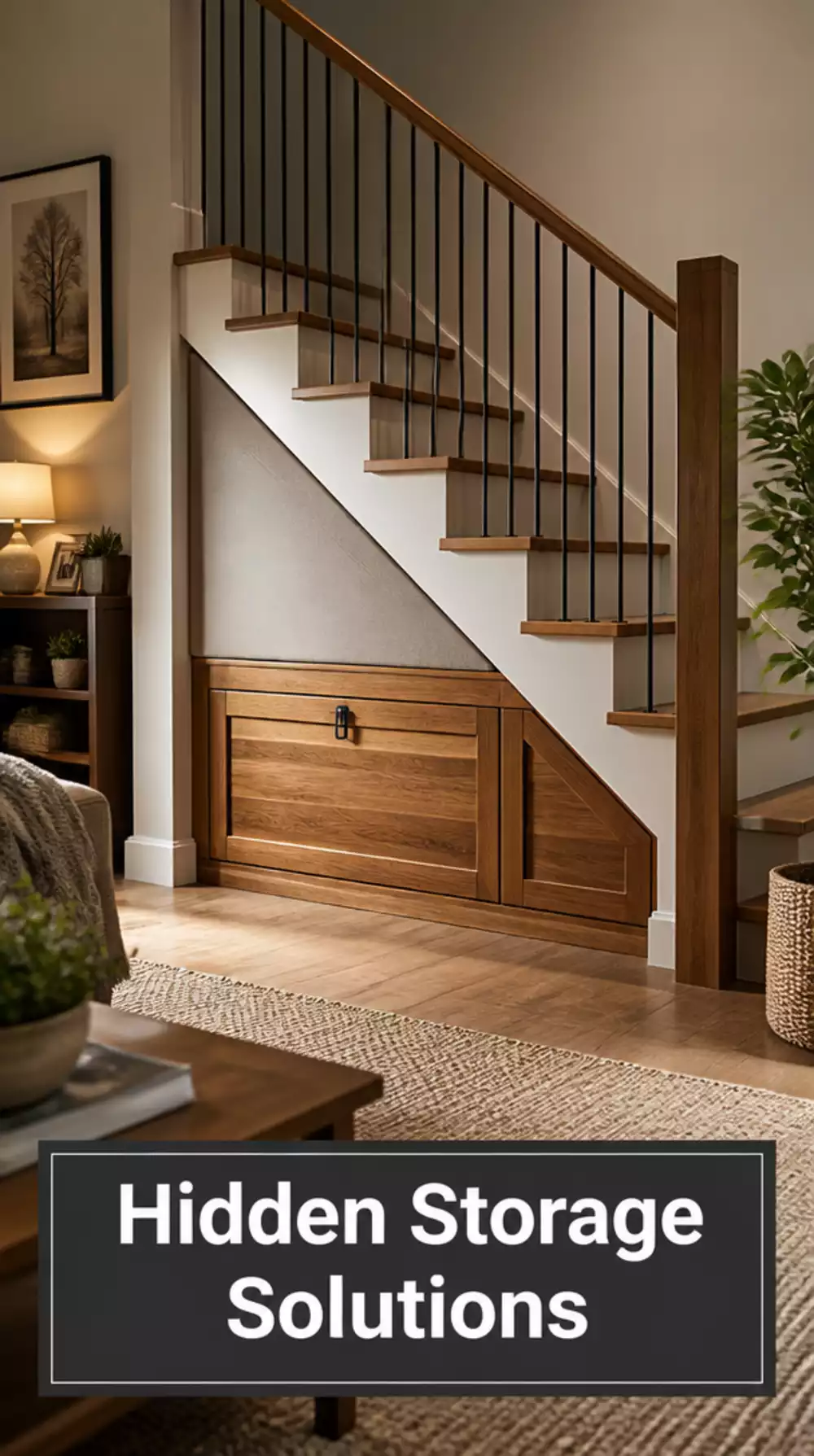 Under-Stair Closed Cabinet Hides Clutter Smartly