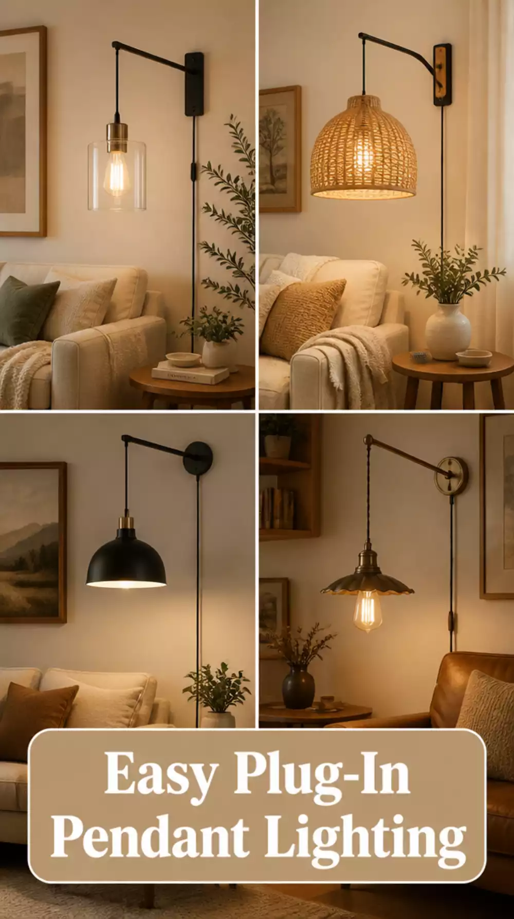 Small Living Room Plug-In Pendant Light That Adds a Focal Point Without Wiring