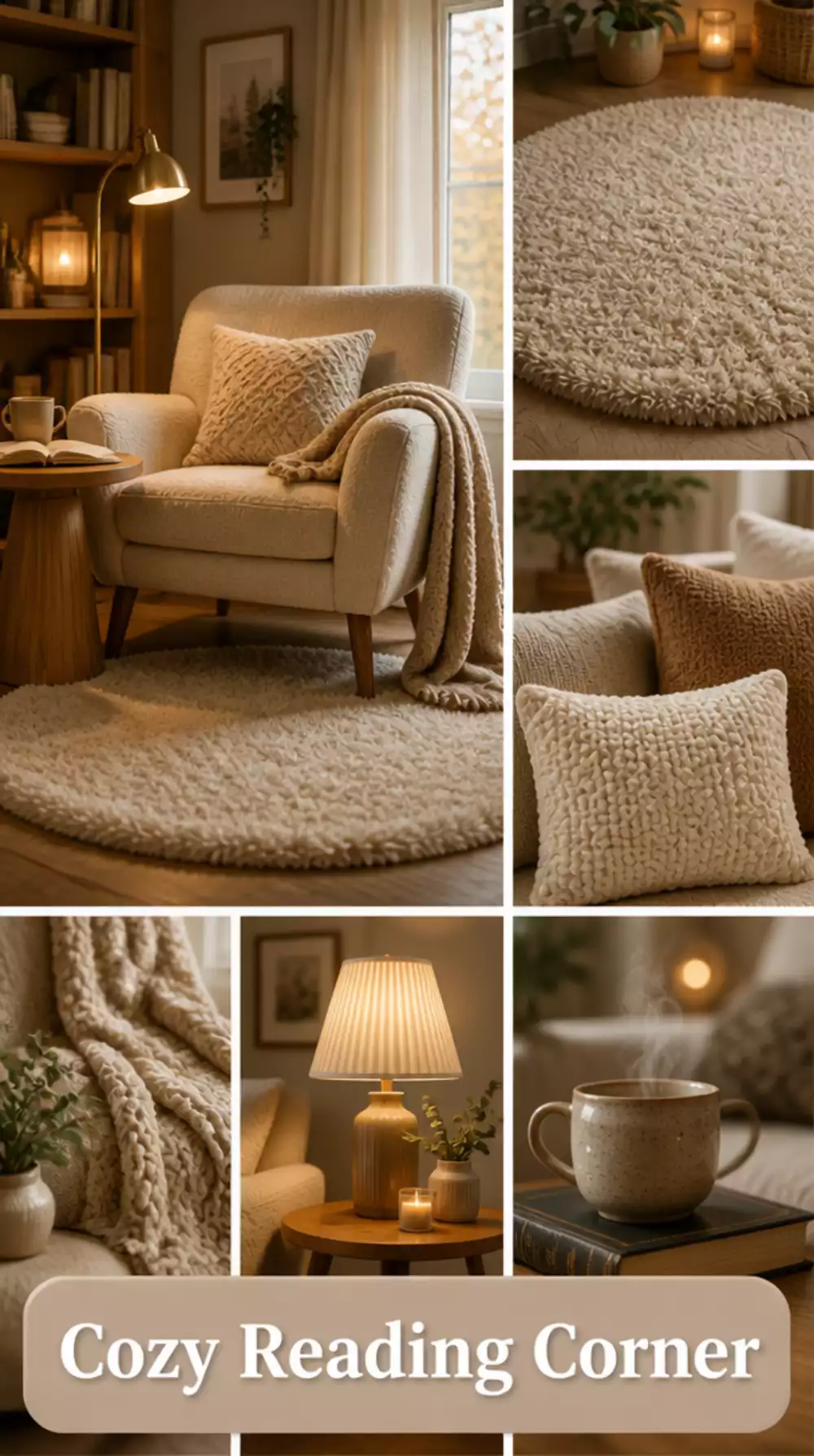 Small Living Room Reading Corner Defined by a Round Rug That Feels Like Its Own Zone