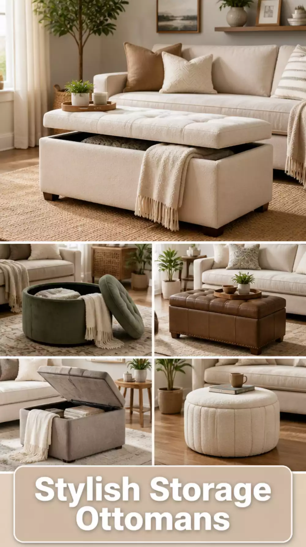 Small Living Room Storage Ottoman That Hides Clutter and Saves Space
