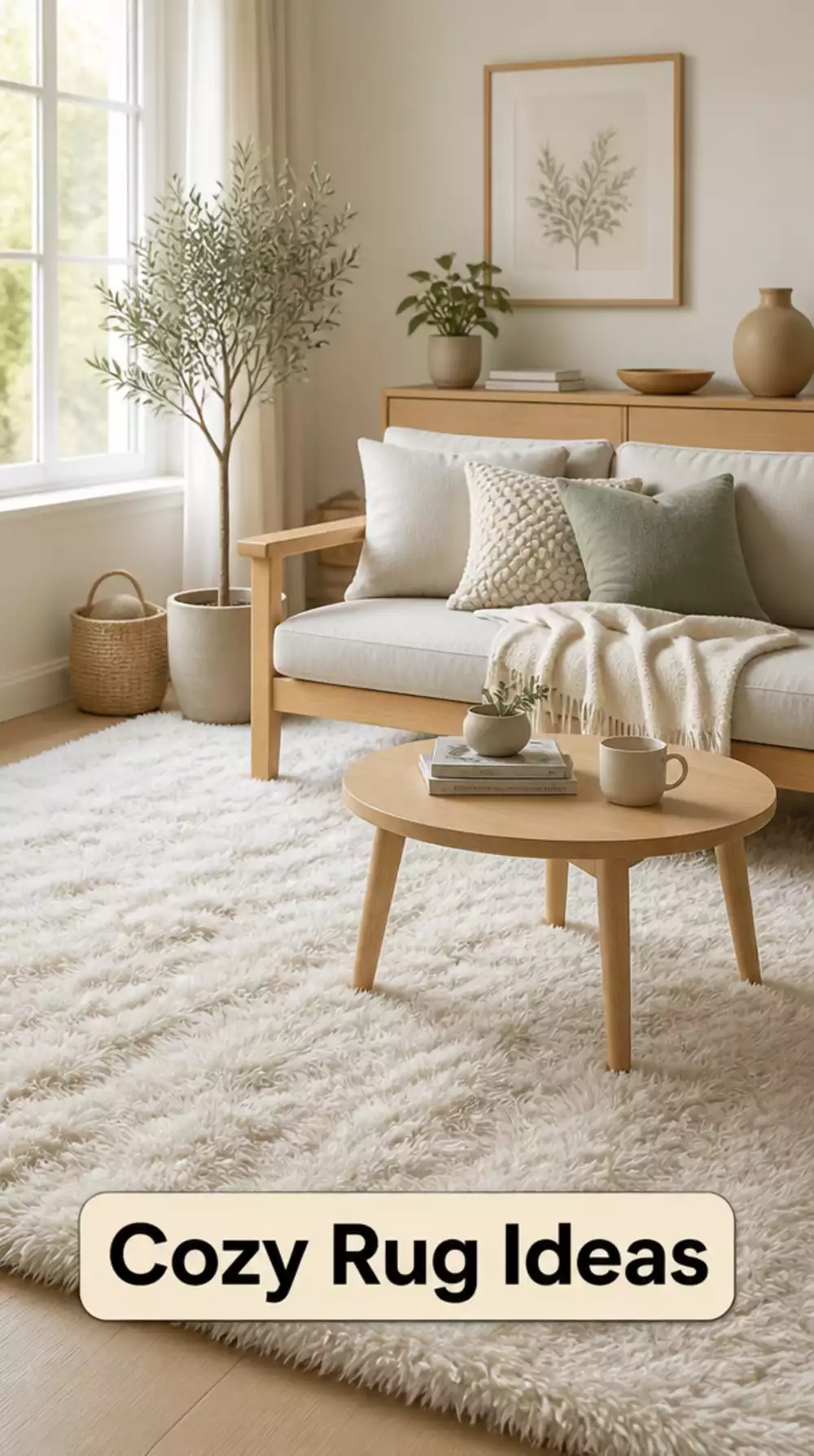 White Shag Rug Adds Warmth to Small Scandinavian Living Room