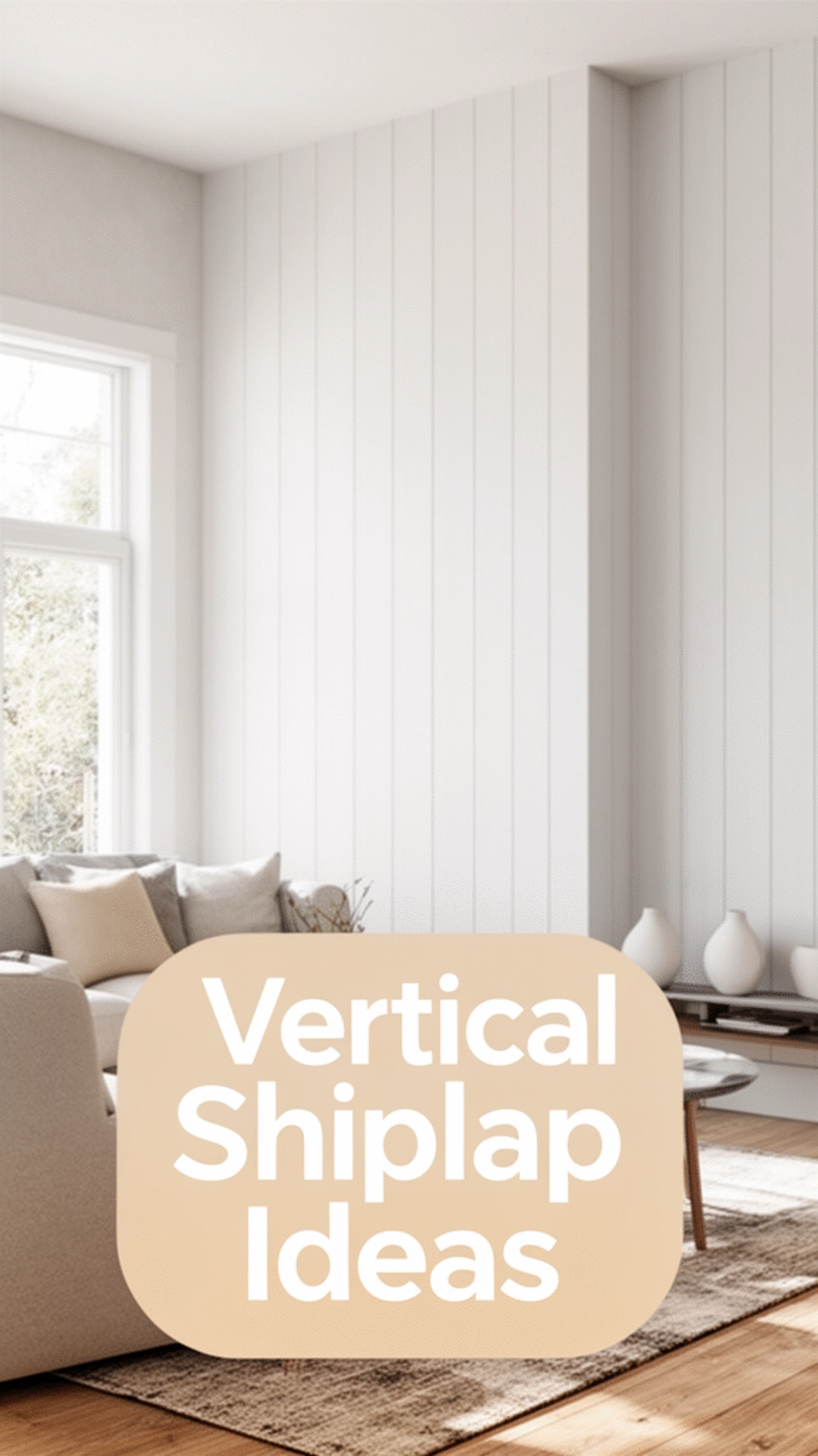 Living Room Vertical Shiplap Panel Wall That Adds Height and Architecture