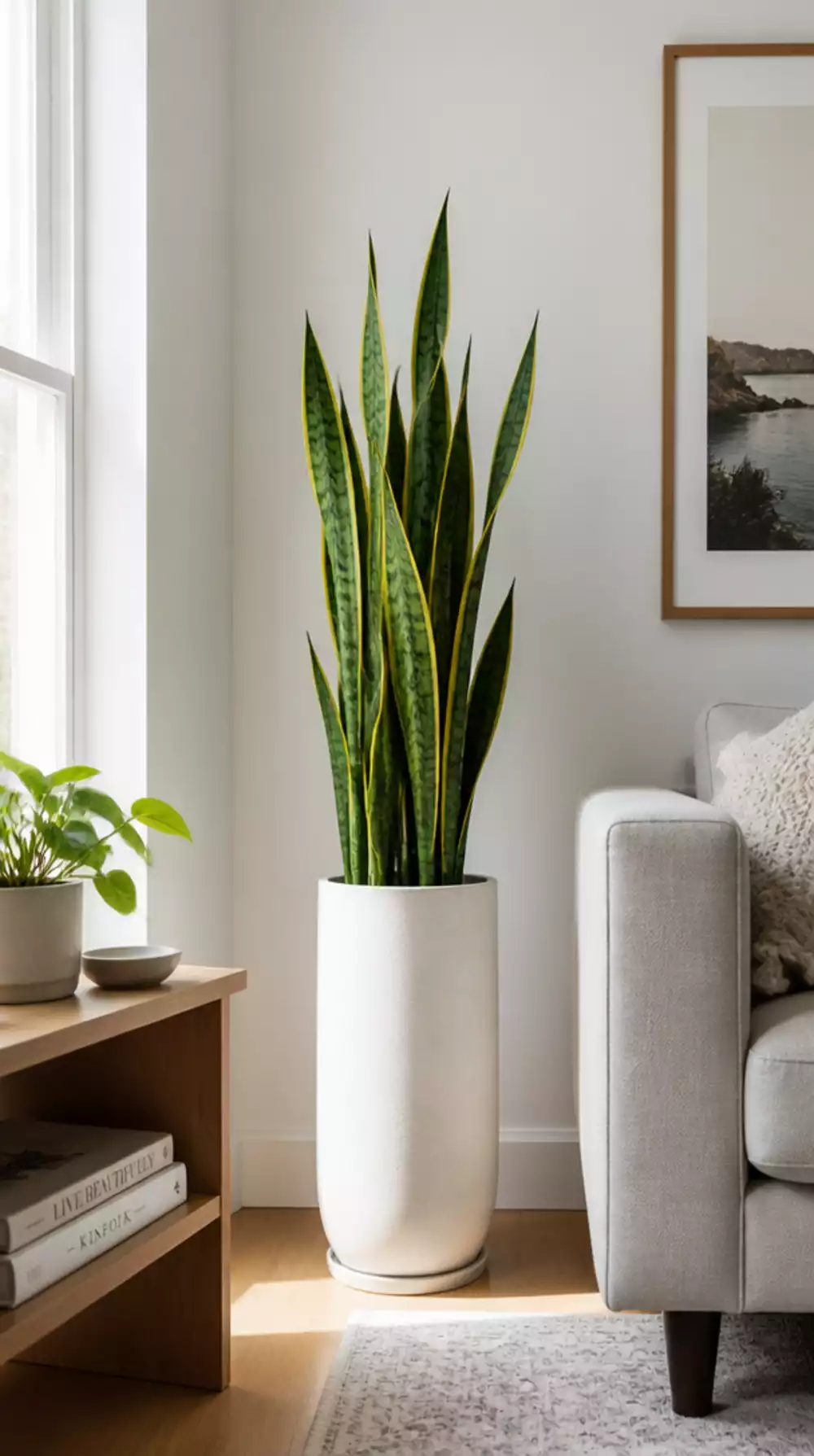 Small Living Room Snake Plant in a Slim Pot That Fits Any Tiny Corner Neatly