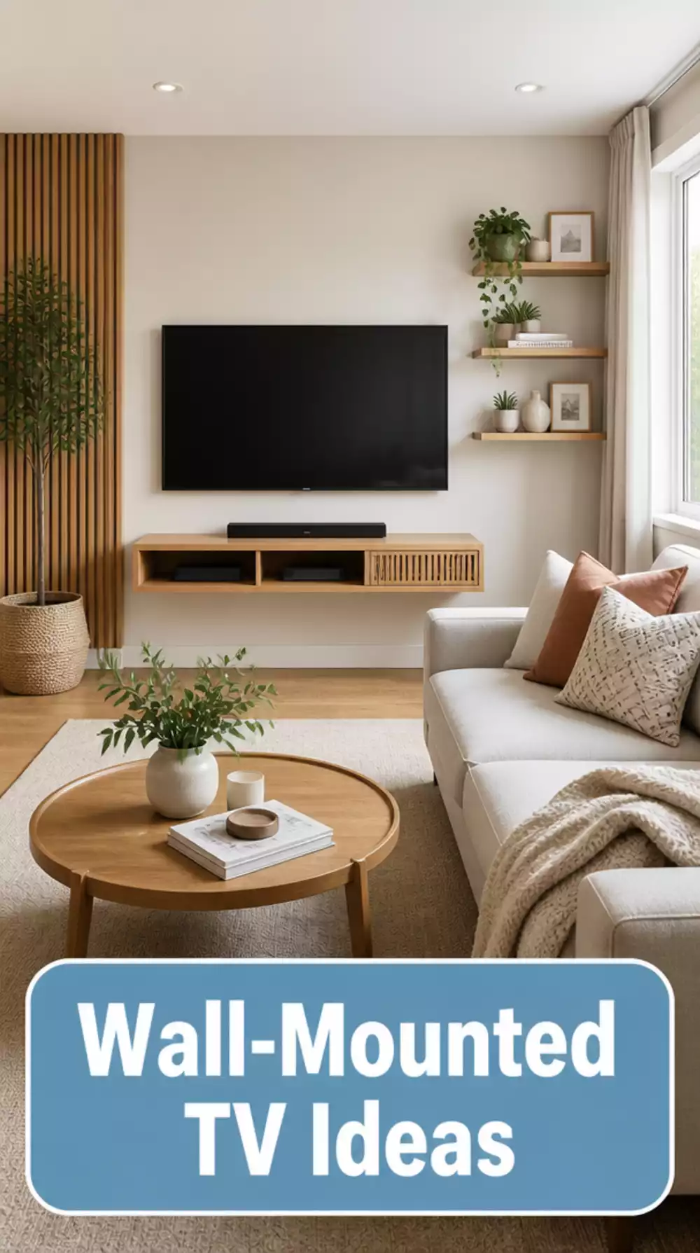 Small Living Room Wall-Mounted TV That Frees Up the Entire Floor Beneath It