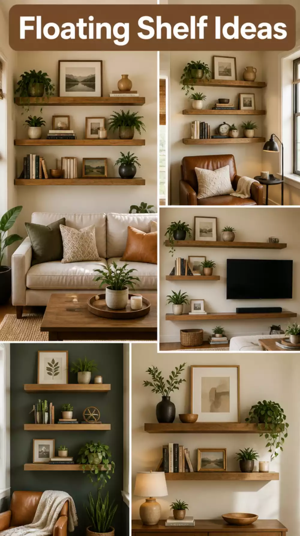 Small Living Room DIY Floating Shelf With Pipe Brackets That Adds Storage for Under $25