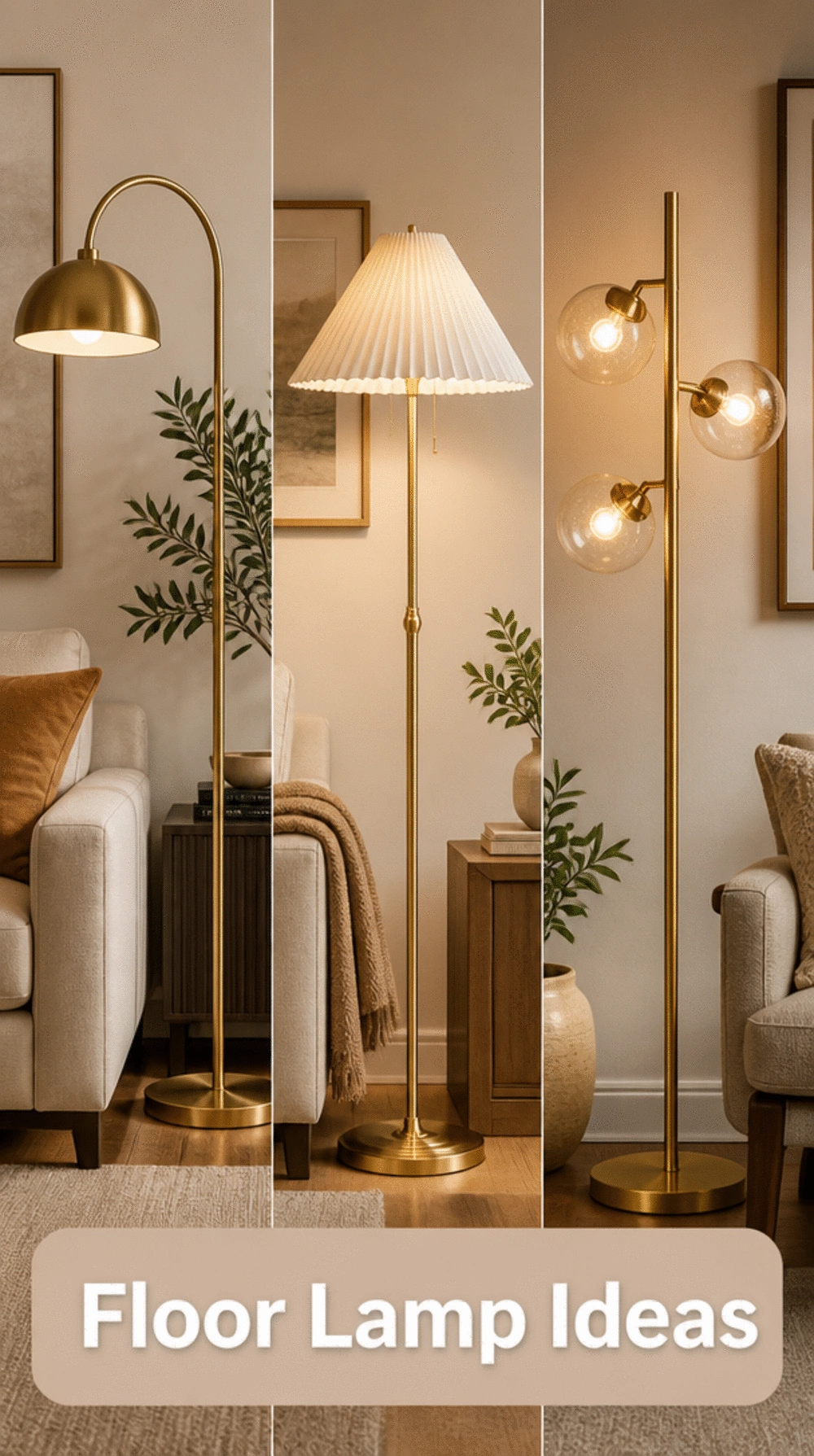 Small First Apartment Living Room Floor Lamp in Warm Brass That Makes a Tiny Space Feel Grown-Up