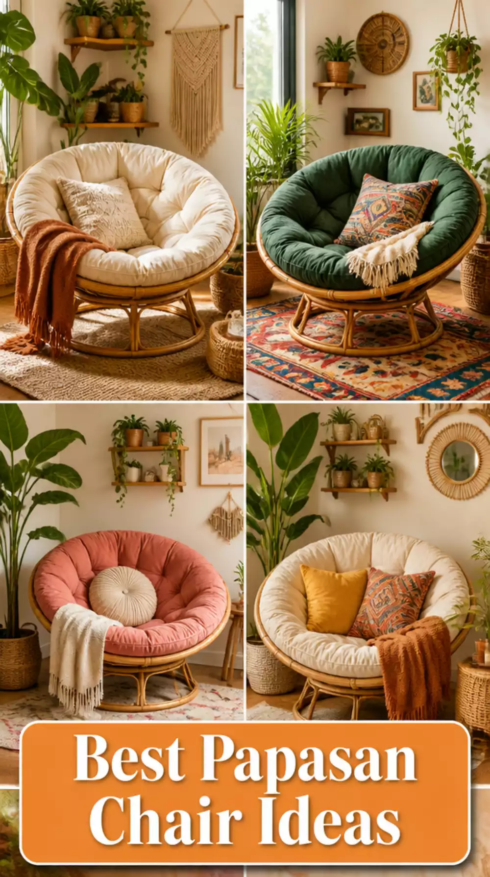 Living Room Statement Papasan Chair in a Small Boho Space That Becomes the Focal Point