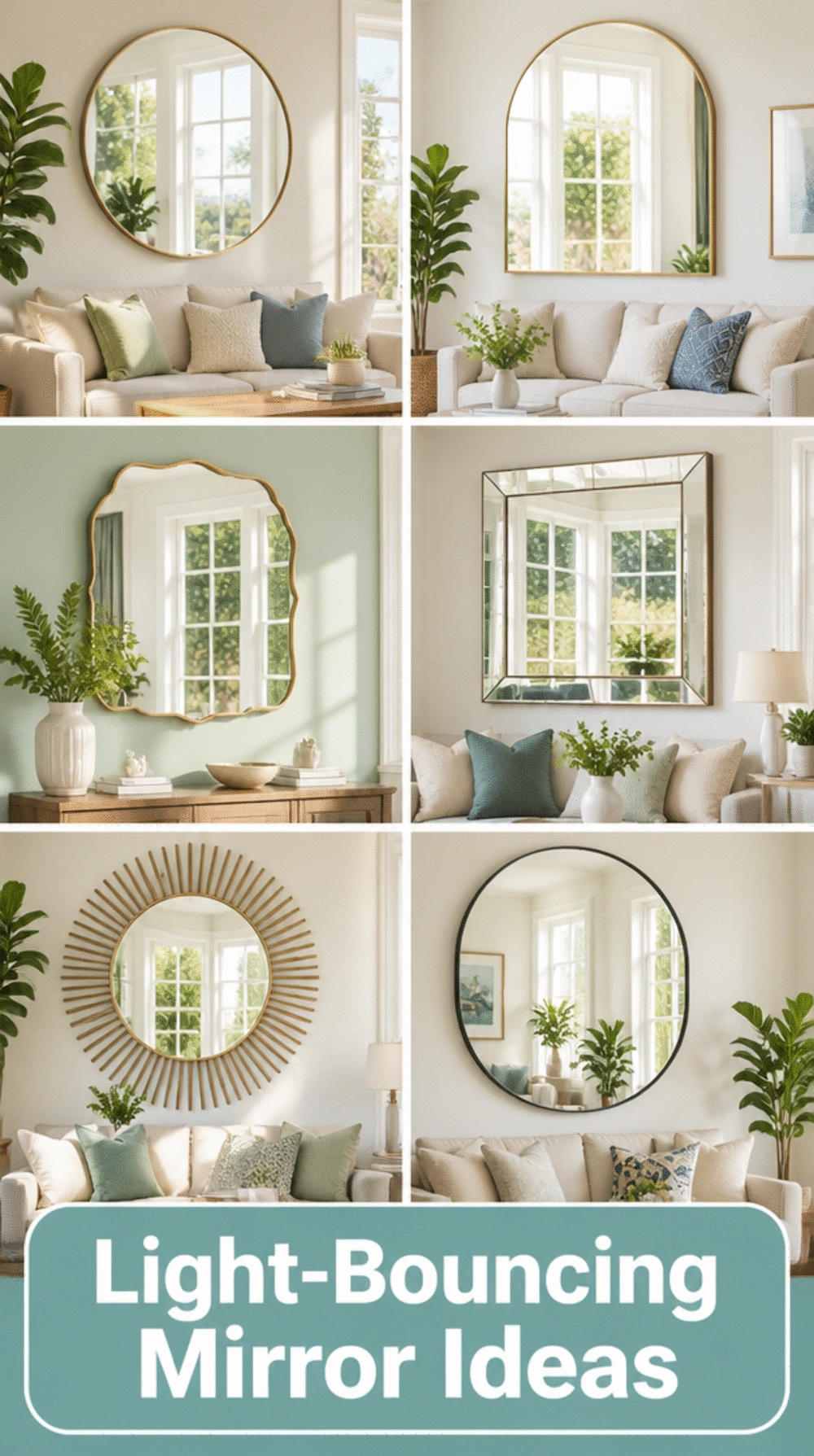 Living Room Light-Bouncing Mirror Opposite the Window in a Small Space That Doubles the Glow