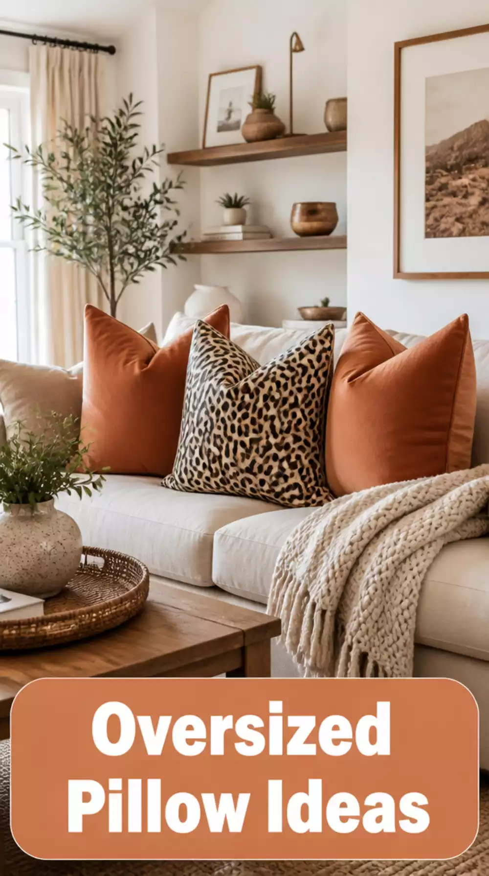 Oversized Terracotta Pillows Anchor Tiny Sofa Style