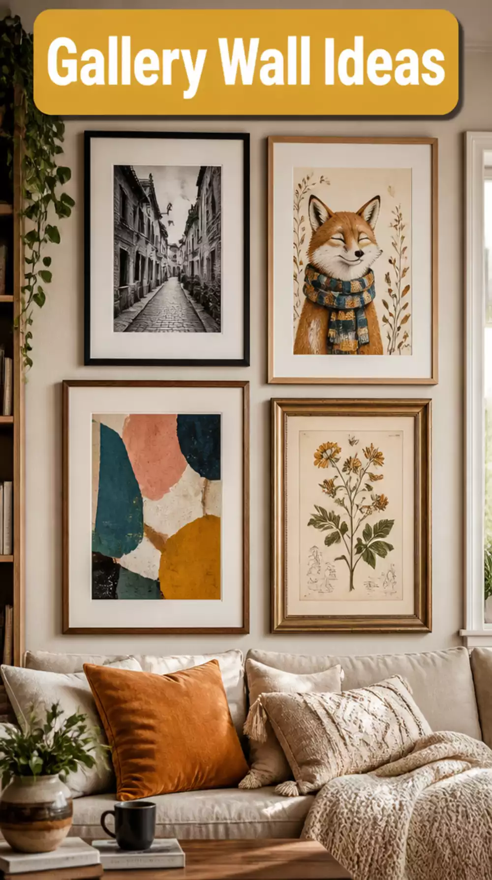 Eclectic Small Living Room Gallery Wall Ideas