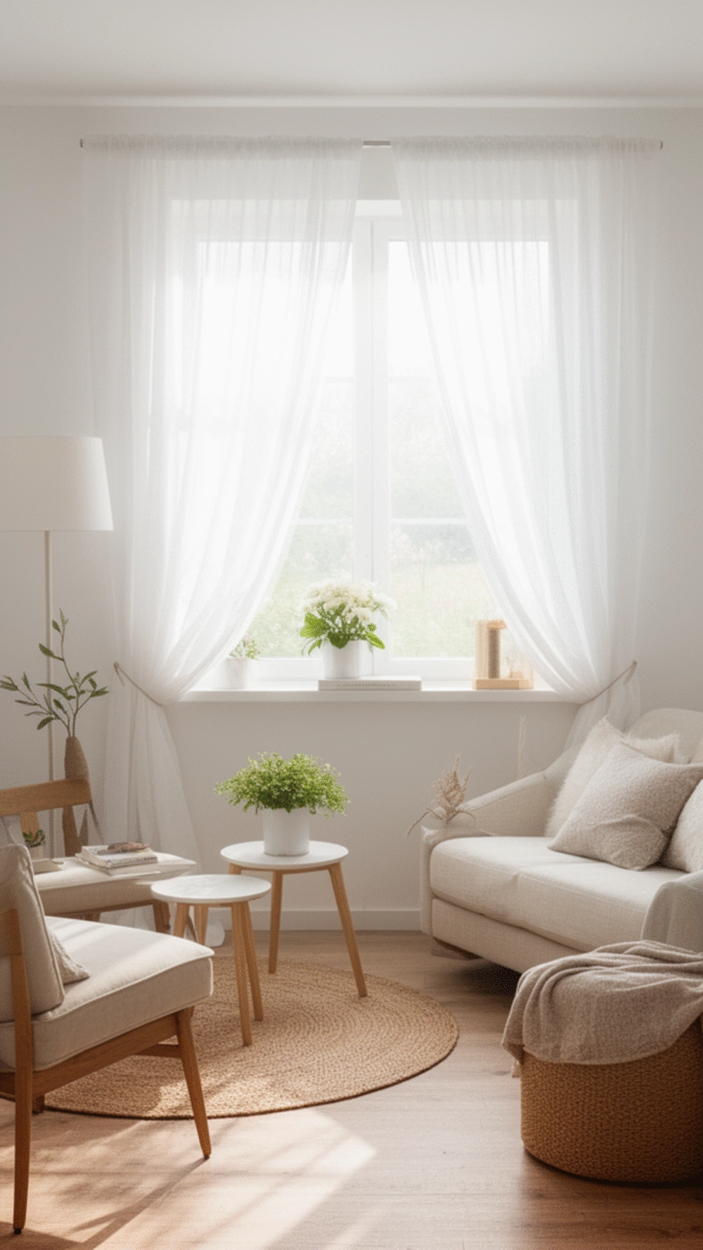 Living Room White Voile Curtain That Filters Light Without Blocking the View