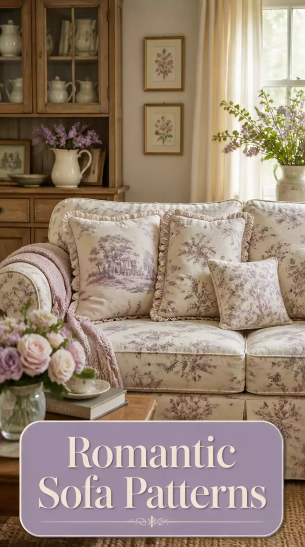 Soft Toile Cushion Covers for Romantic Small Sofas