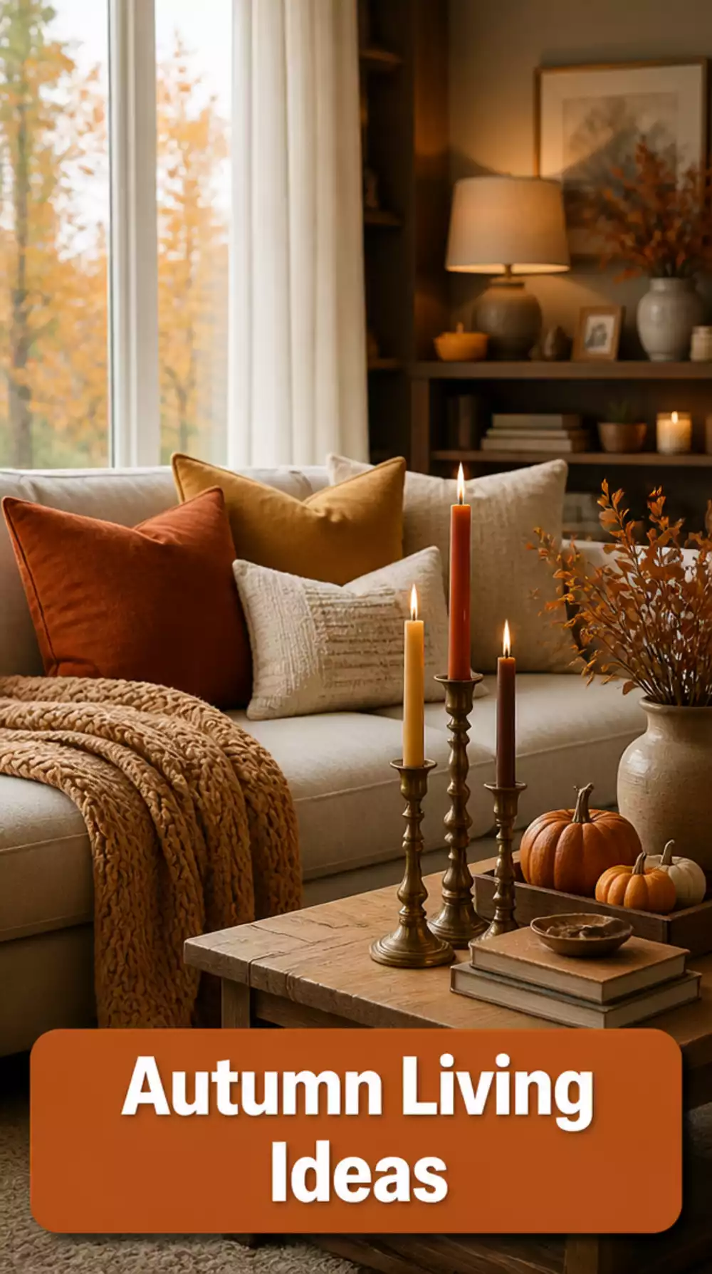 Autumn Warmth in Small Living Room with Rust and Ochre Accents