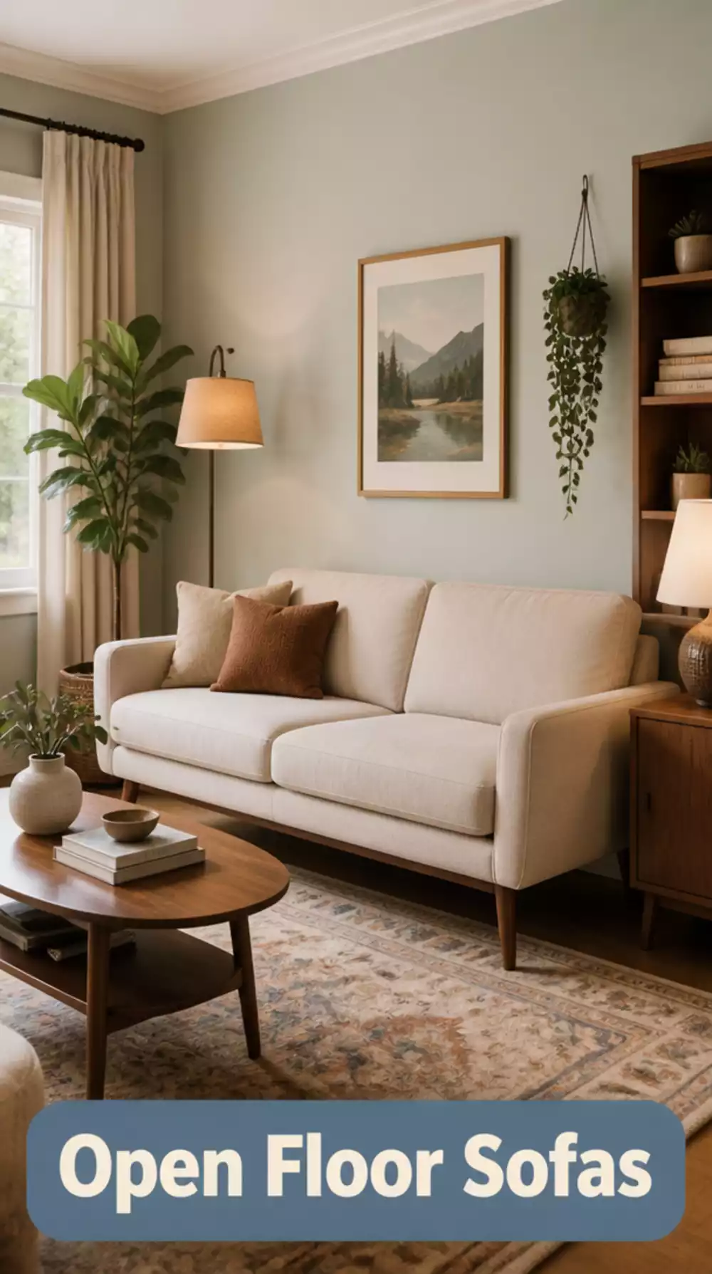 Open Floor Mid-Century Sofa for Small Living Rooms
