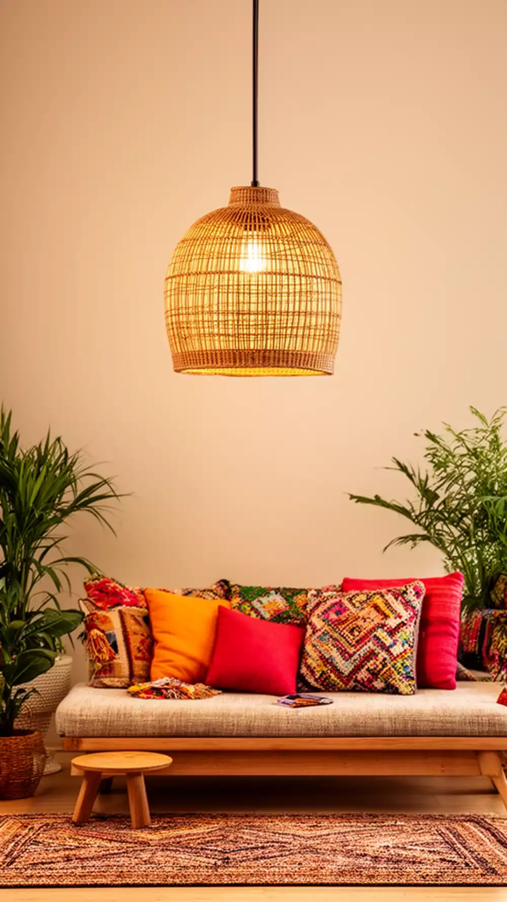 Rattan Pendant Lamp Ideas for a Boho Living Room