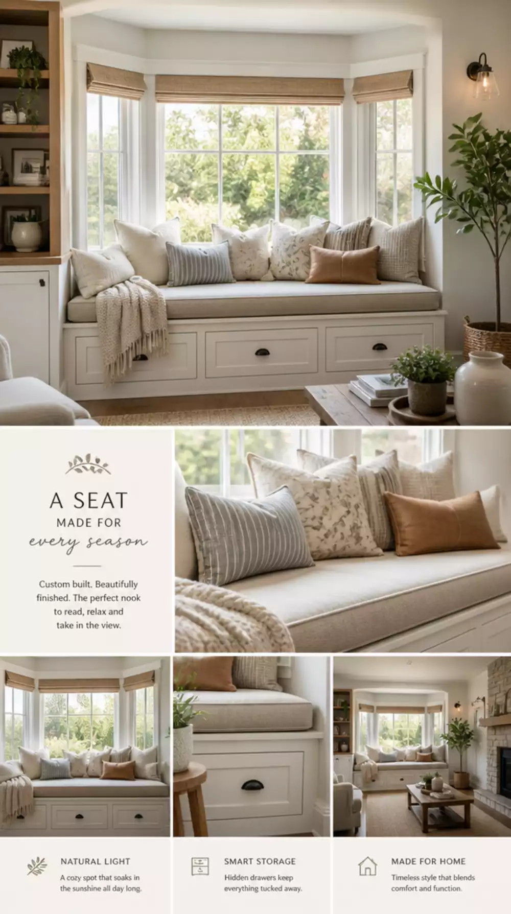 Small Terraced House Living Room Bay Window Seat That Captures Light in a Narrow Tiny Space
