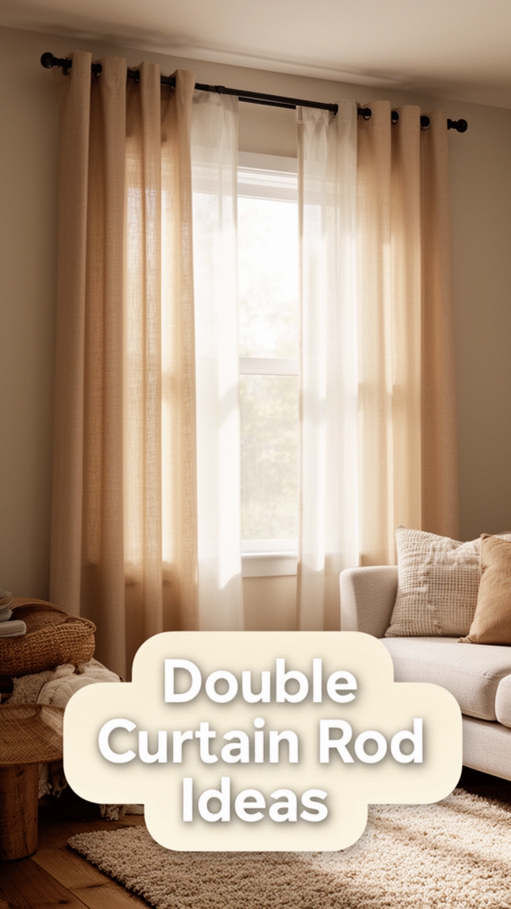 The Small Living Room Double Curtain Rod Trick That Layers Sheers and Blackout Panels