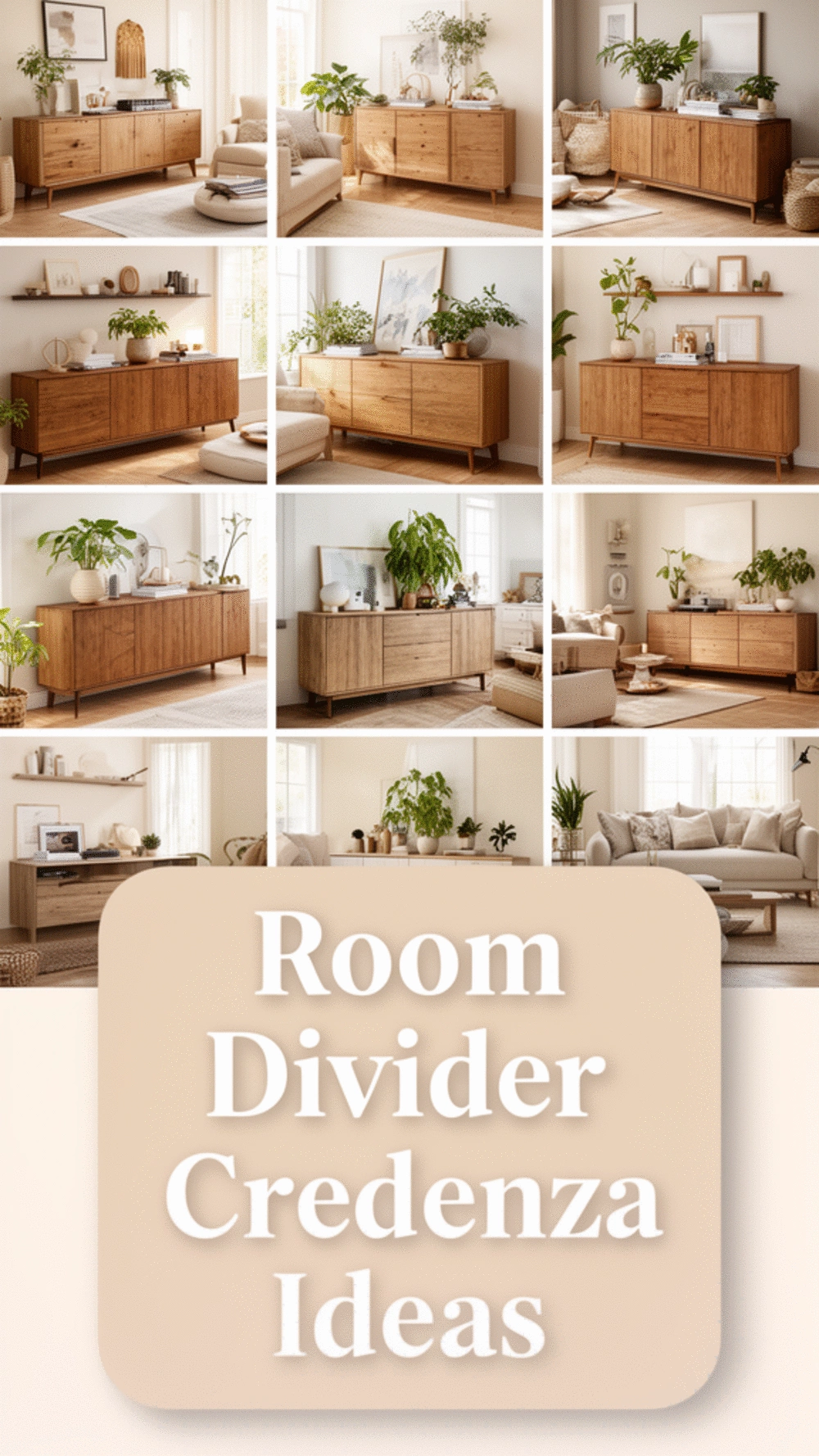 Living Room Low Credenza That Acts as a Visual Room Divider in an Open Plan