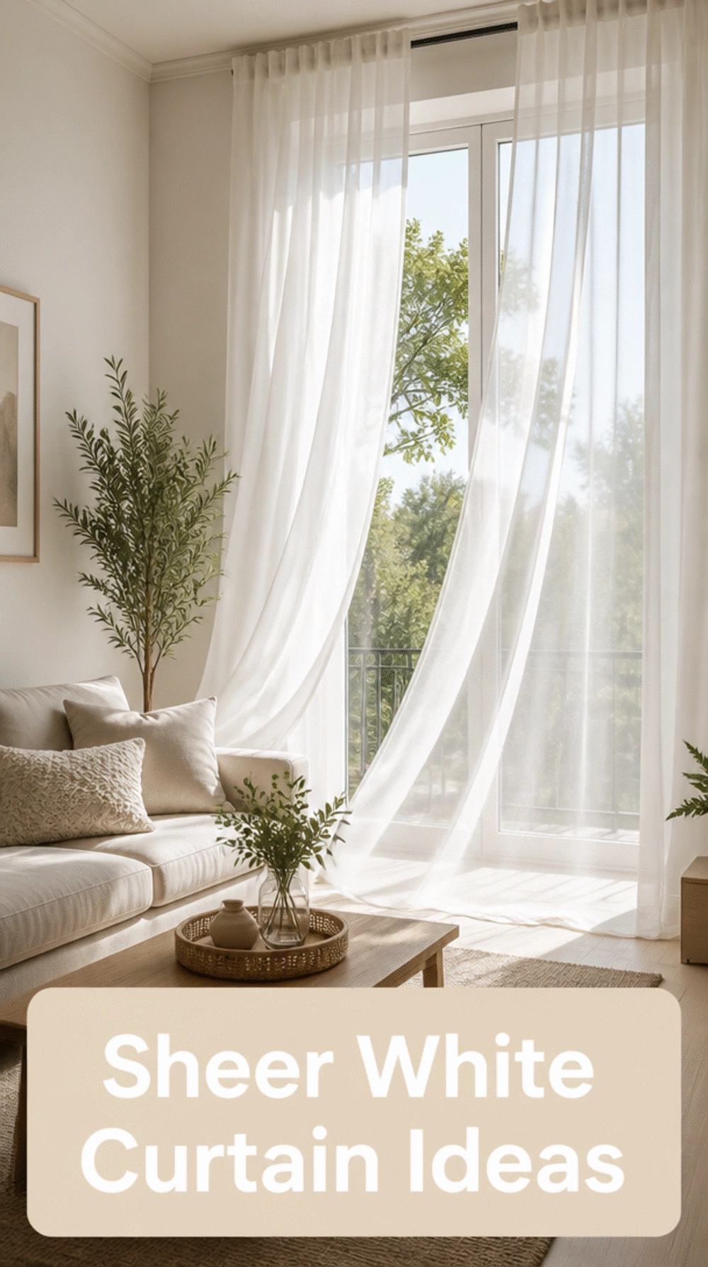 Living Room Sheer White Curtain That Floods a Small Space With Natural Light