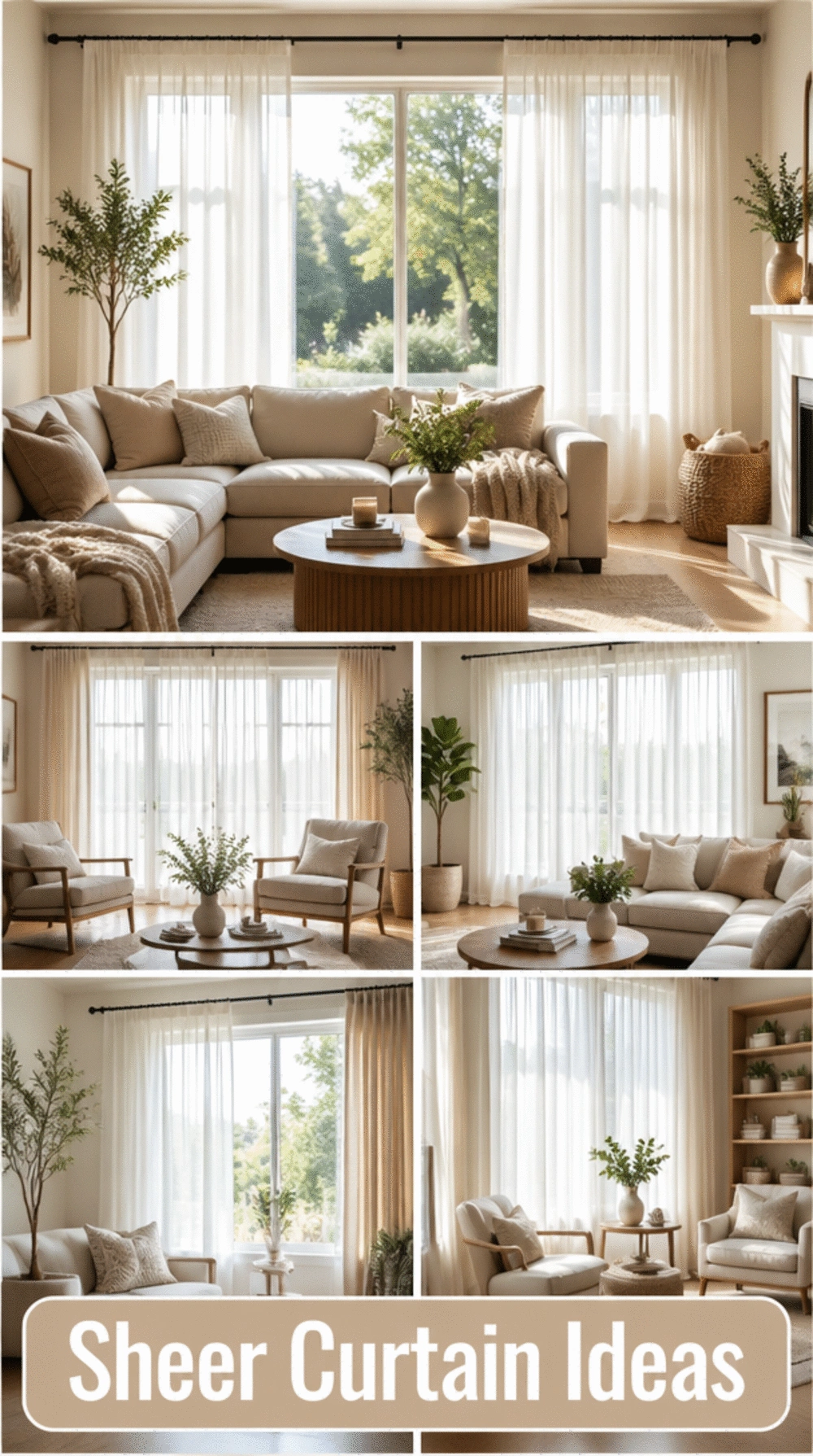 Small Living Room Sheer Curtain Panel That Filters Light Without Blocking a Large Window View
