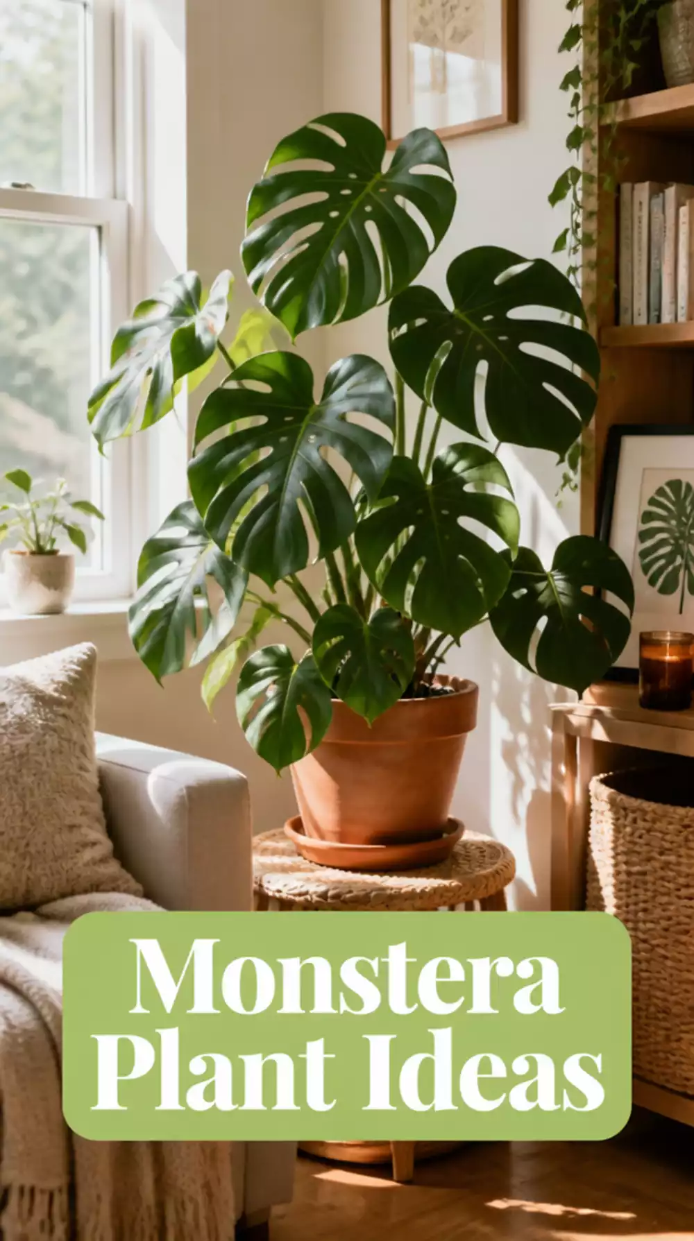 Small Living Room Monstera in a Terracotta Pot That Fills a Bare Compact Corner