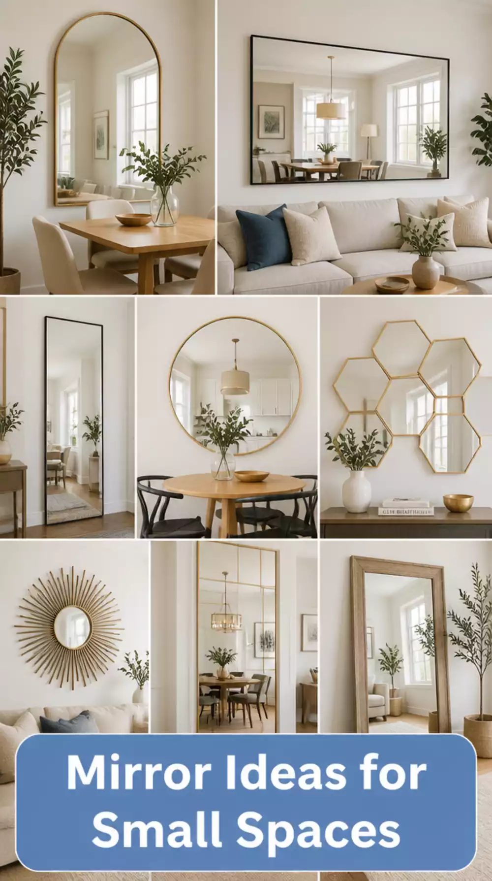 Small Narrow Living Dining Room Mirror That Visually Doubles the Combined Space