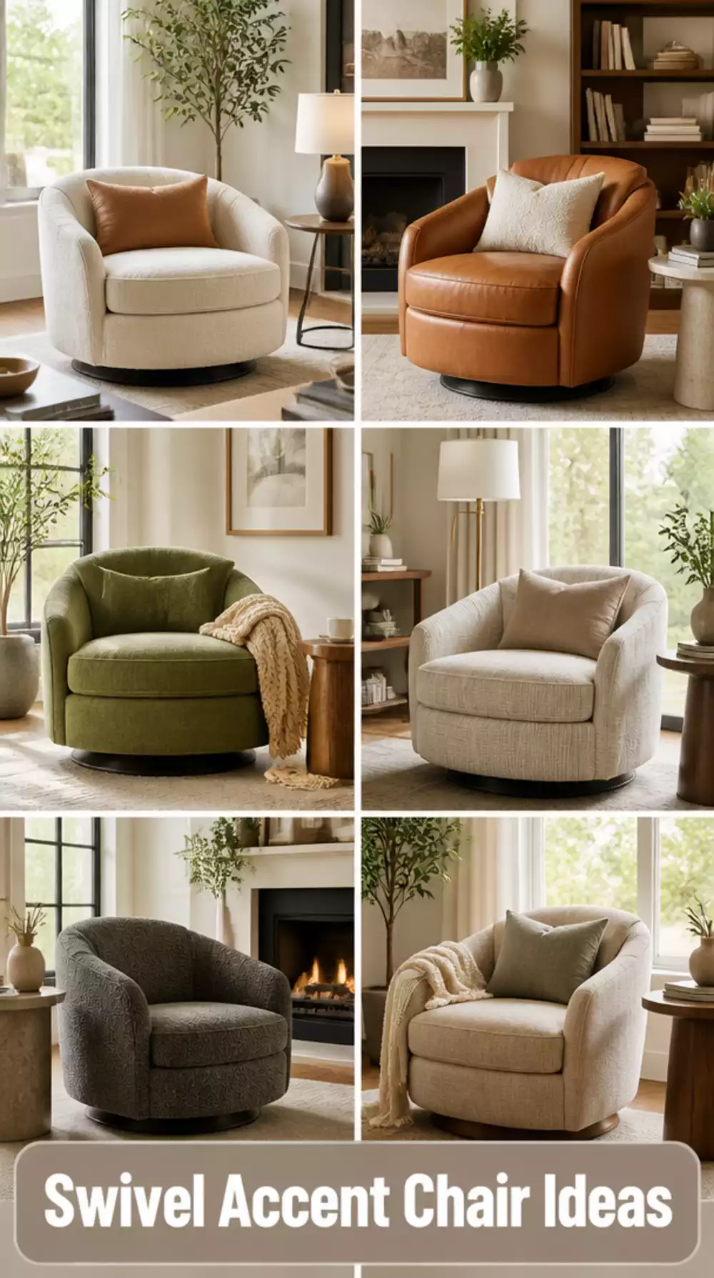 Living Room Swivel Accent Chair in a Small Space That Doubles the Room's Functionality