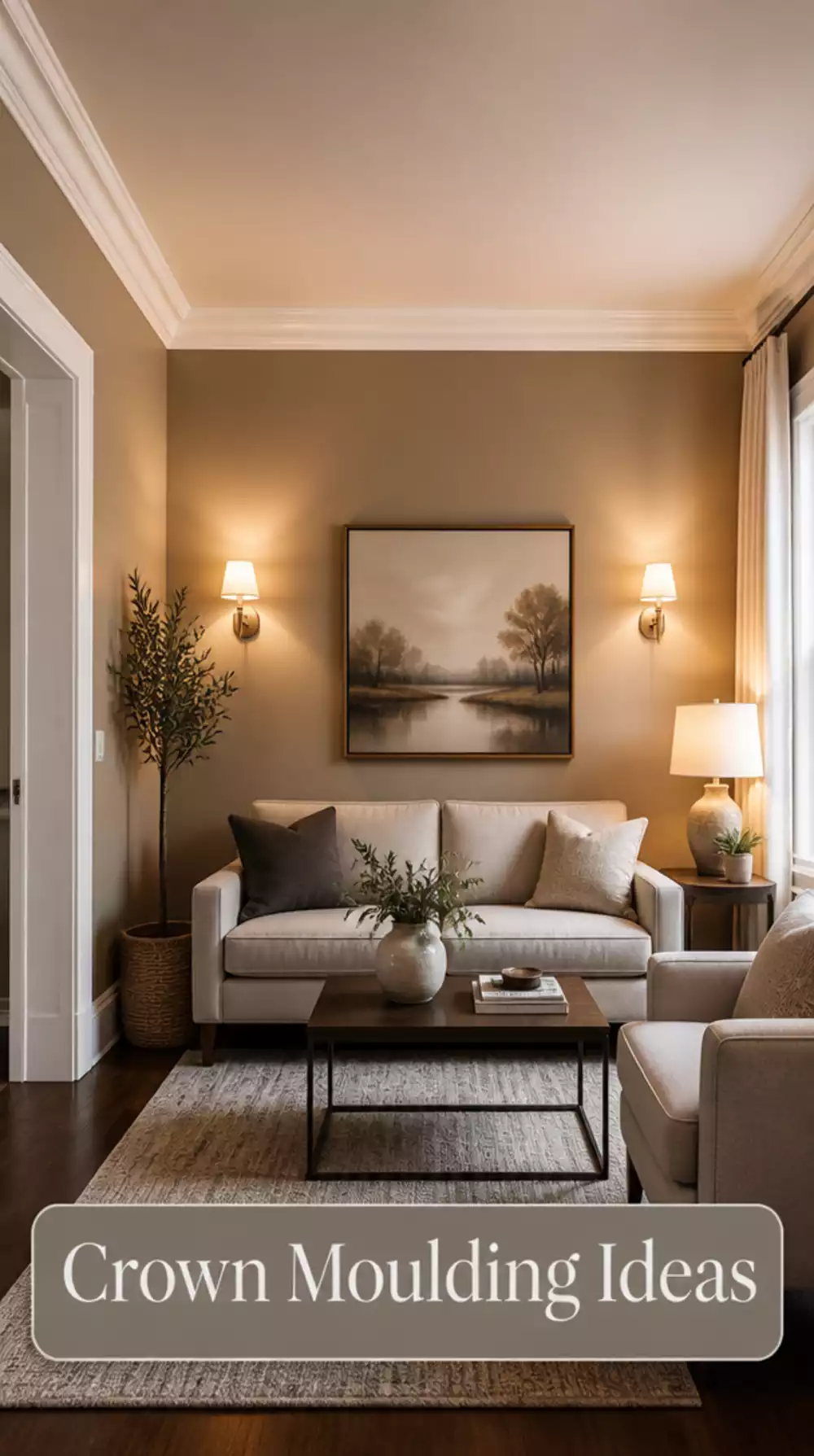 Small Living Room Crown Moulding Addition That Makes a Tiny Room Feel Taller and Finished