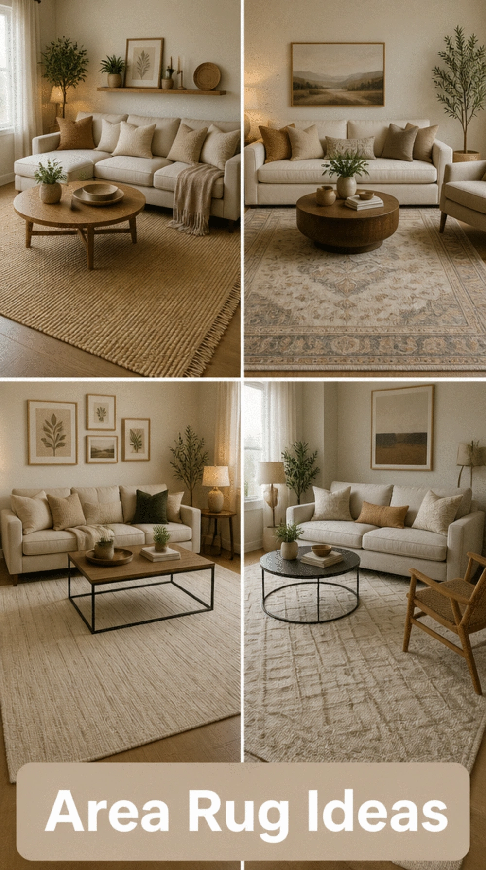 Living Room Neutral Area Rug in a First Small Apartment That Anchors Any Future Furniture Direction