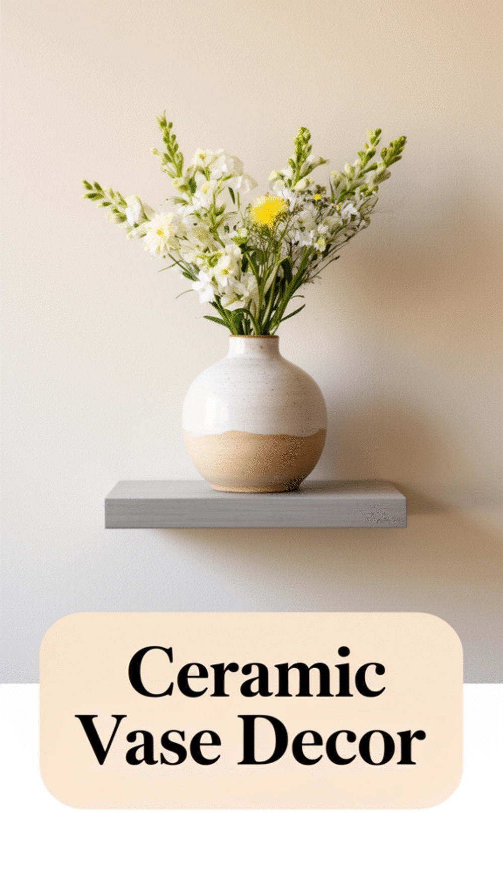 Living Room Single Ceramic Vase on a Floating Shelf That Keeps a Small Space Tidy
