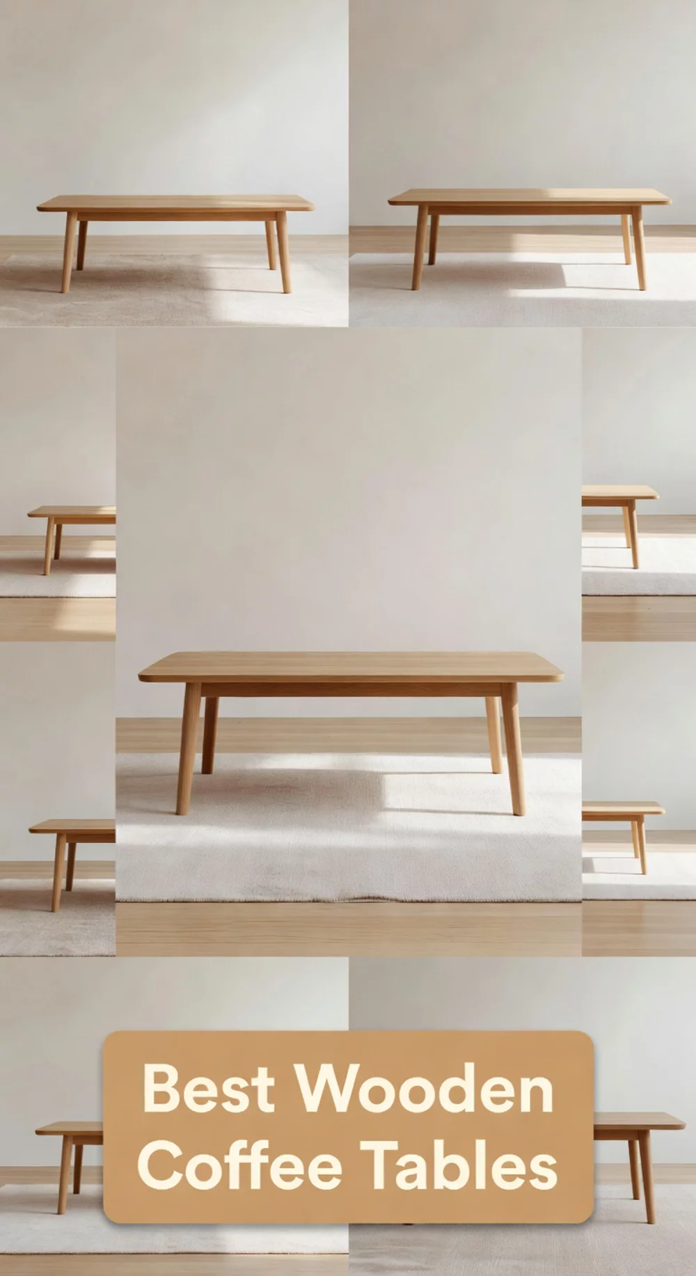 Living Room Minimalist Wooden Coffee Table in Light Oak for a Calm Small Space